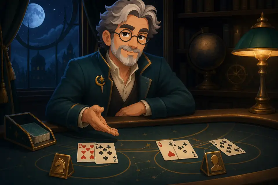 Professor Orin at a blackjack table